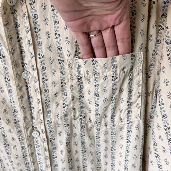 Lucky Brand Y2k Button Down Shirt Men's XXL Long Sleeve Floral Ivory Western Vtg - Picture 9 of 16
